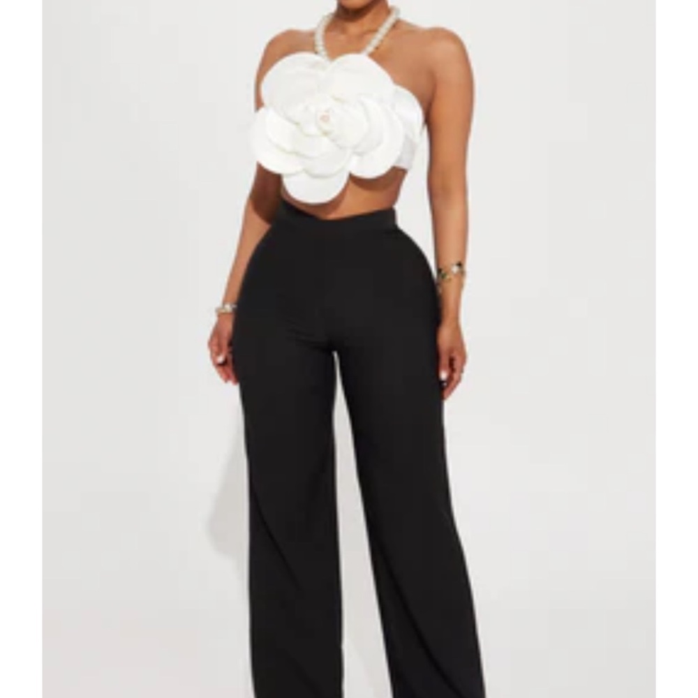 Two piece pearl and floral fashion nova set